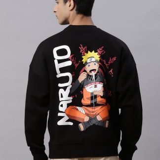Naruto Oversized Black Sweatshirt For Men