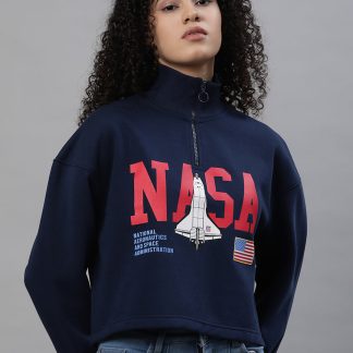 NASA Oversized Navy Sweatshirt For Women
