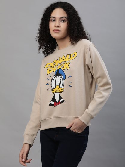Mickey & Friends Light Brown Sweatshirt For Women - Image 3