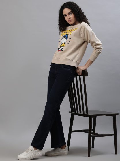 Mickey & Friends Light Brown Sweatshirt For Women - Image 5
