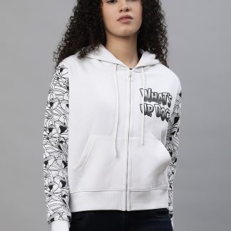 Looney Tunes White Hoodie Jacket Women