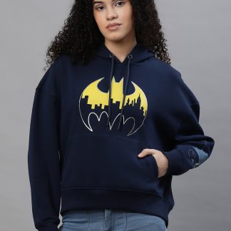 Batman Oversized Navy Hoodie For Women