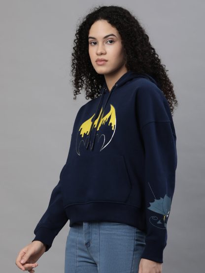 Batman Oversized Navy Hoodie For Women - Image 3