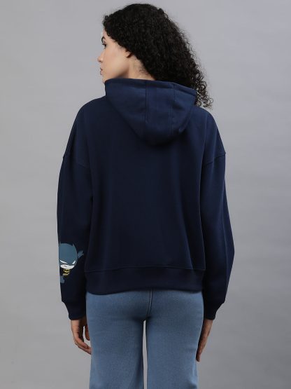 Batman Oversized Navy Hoodie For Women - Image 4