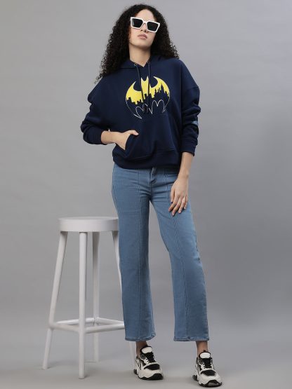 Batman Oversized Navy Hoodie For Women - Image 5