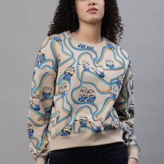 Minions Oversized Light Brown Sweatshirt For Women