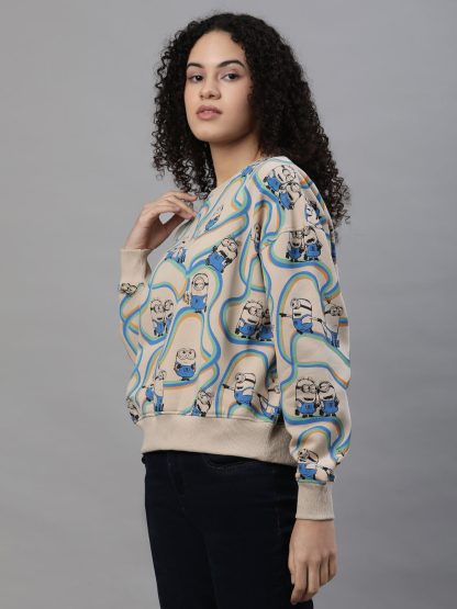 Minions Oversized Light Brown Sweatshirt For Women - Image 3