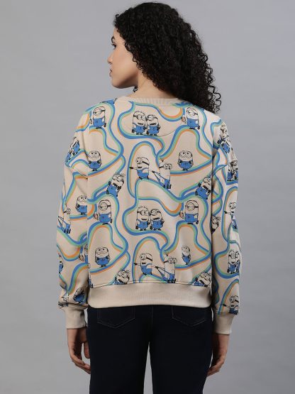 Minions Oversized Light Brown Sweatshirt For Women - Image 4