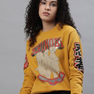 Naruto Relaxed Fit Yellow Sweatshirt For Women