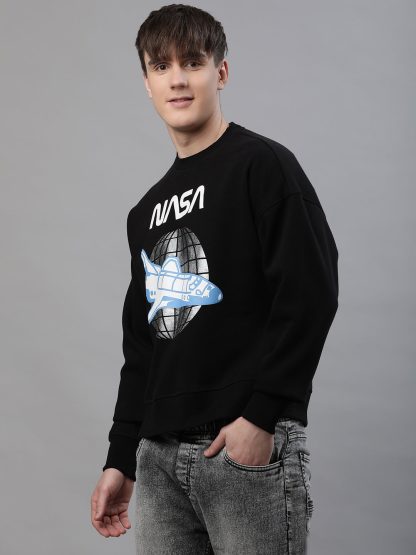 NASA Oversized Black Sweatshirt For Men - Image 3