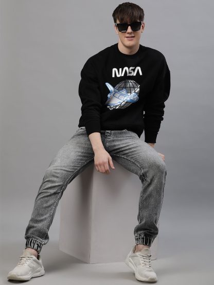 NASA Oversized Black Sweatshirt For Men - Image 5