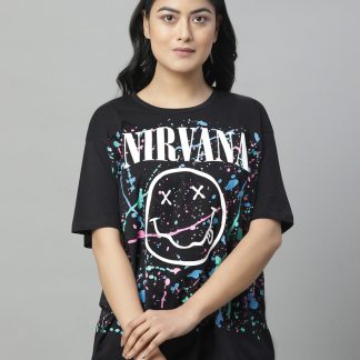 Nirvana Printed Oversized Fit Tshirt For Women