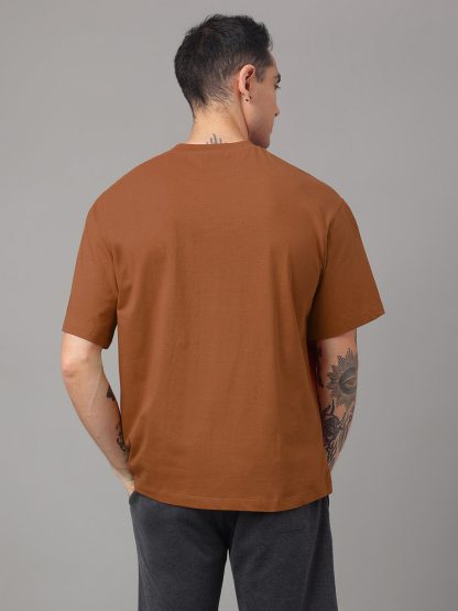 Solid Brown Oversized Tshirt For Men - Image 2