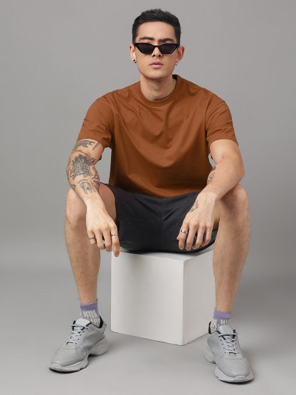 Solid Brown Oversized Tshirt For Men - Image 4