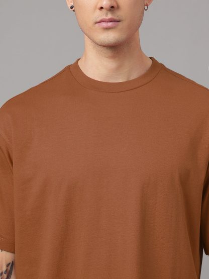 Solid Brown Oversized Tshirt For Men - Image 5