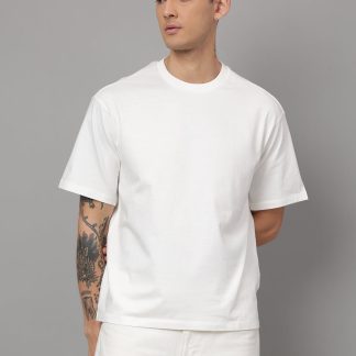 Solid Off-White Oversized Tshirt For Men