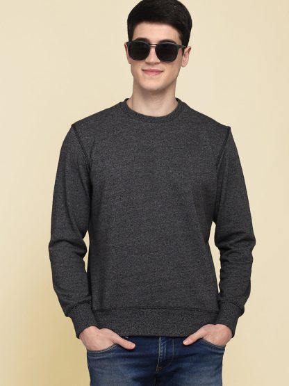 Black Jaspe Sweatshirt For Men