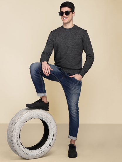 Black Jaspe Sweatshirt For Men - Image 5