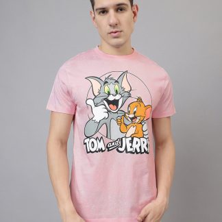 Tom & Jerry Regular Fit Peach Tshirt Men